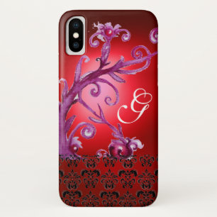 ETUI iPhone Case-Mate ESCALIERS ROUGES ROSE, BERRIES FLORAL DAMASK MONOG