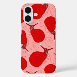 Coque Pour iPhone 16 escargots abstrait spirale rouge point rose