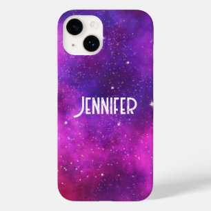 Coque Pour iPhone 14 Espace rose & violet & Étoiles Faux Galaxy