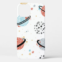 Espace vintage Motif sans couture avec Saturne de