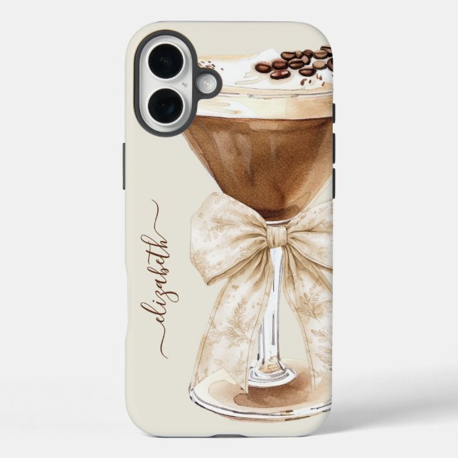 Coques Case-Mate iPhone Espresso Martini Élégant Monogrammé (Verso)