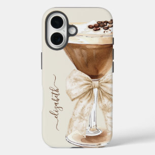 Coque Pour iPhone 16 Espresso Martini Élégant Monogrammé