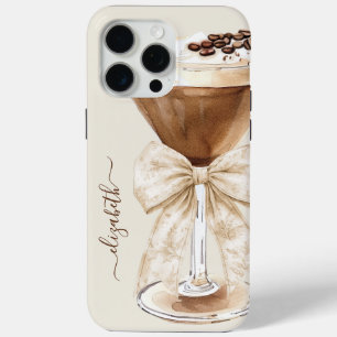 Coque iPhone 15 Pro Max Espresso Martini Élégant Monogrammé