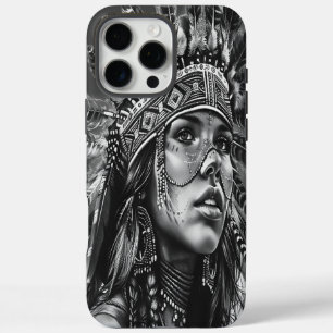 Coques iPhone 16 Pro Max Esprit guerrier de fille indienne avec plumes