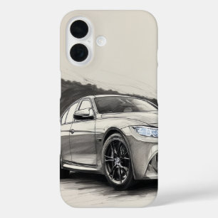 Coque Pour iPhone 16 Esquisse de performances monochromes - BMW