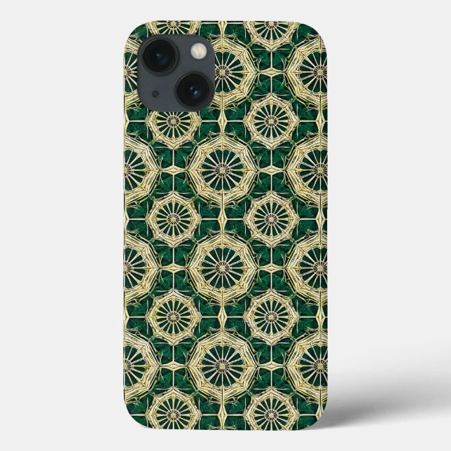 Coques Case-Mate iPhone Esthétique chic émeraude botanique accent or (Verso)