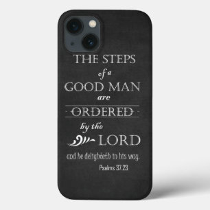 iPhone 13 Coque Étapes d'un bon homme Bible Verse Typographie