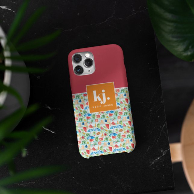 Coques Case-Mate iPhone Été amusant Monogramme élégant (Créateur téléchargé)