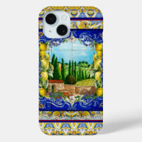 été italien Majolica bleu carreaux jardin d'agrume