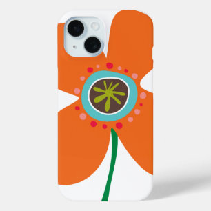 Coque Pour iPhone 15 Été Orange Daisy Pop Fleur Whimsical Et Mignonne