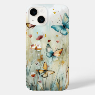 Coque Pour iPhone 14 Ethereal Watercolor Butterfly Garden Téléphone Cas