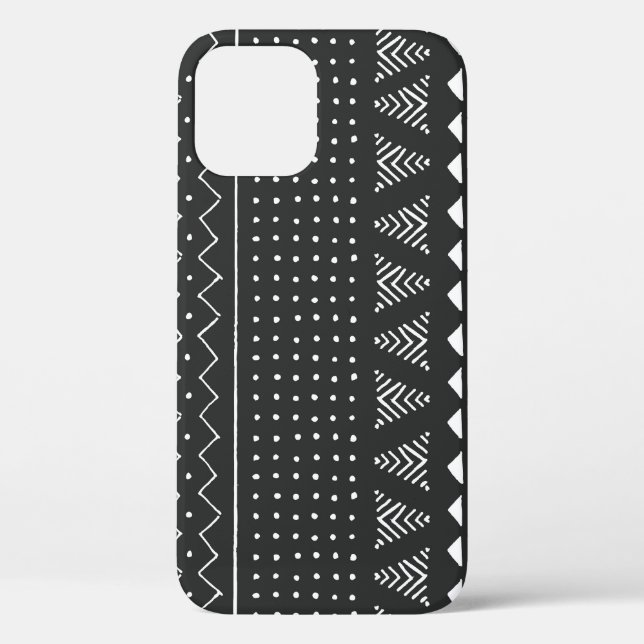 Coques Case-Mate iPhone Ethnie tribale : motif noir blanc. (Verso)