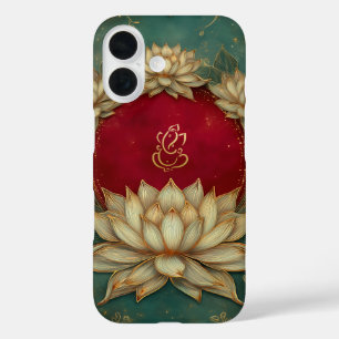 Coque Pour iPhone 16 Ethnique Lotus Green Indian God Ganesh