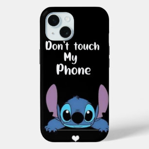 Coque Pour iPhone 15 Étiquette "Ne touchez pas mon téléphone" Drôle ave