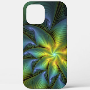Case-Mate iPhone Case Etoile Abstraite, Bleu brillant Vert Or Fractal Ar