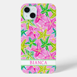 Coque iPhone 15 Mini Étoile de mer colorée monogrammée