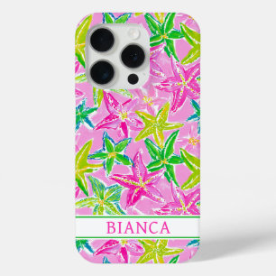 Coque iPhone 15 Pro Étoile de mer colorée monogrammée