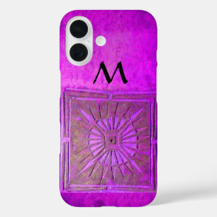 Coques iPhone 16 ÉTOILE DU MATIN Monogramme noir violet