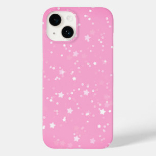 Coque Pour iPhone 14 Étoiles Blanches Sur Rose