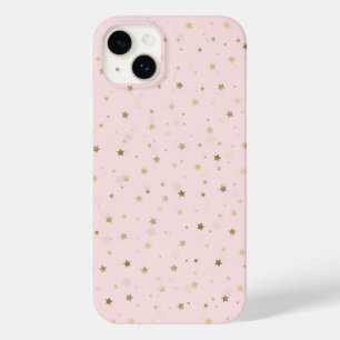Coque Pour iPhone 14 Plus Etoiles d'or Design rose