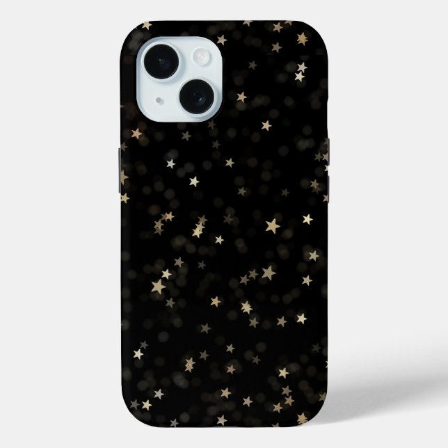 Coques Case-Mate iPhone Étoiles D'Or Éparpillées Sur Noir (Verso)
