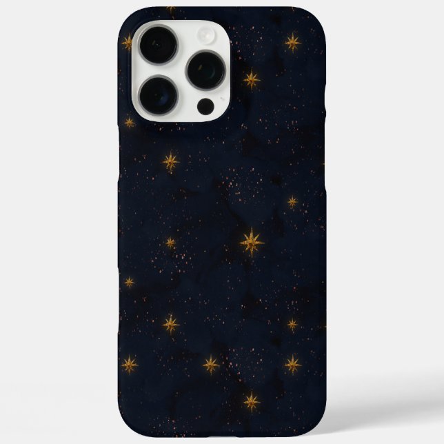 Coques Case-Mate iPhone Étoiles d'or noir foncé et moisi nuit ciel (Verso)