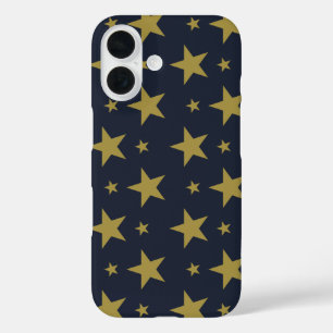 Coque Pour iPhone 16 Etoiles d'or sur bleu marine - Élégant et intempor