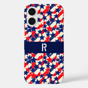 Coque Pour iPhone 16 Étoiles et bandes rouges, blanches et bleues
