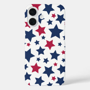 Coque Pour iPhone 16 Étoiles rouges et bleues - motif de drapeau améric