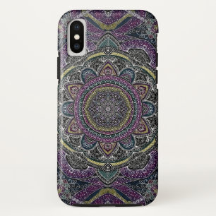 Coque Case-Mate Pour iPhone Étoiles sacrées et dentelle de mandala pourpres 