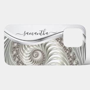 Case-Mate iPhone Case Étonnant Monogramme manuscrit métallique blanc