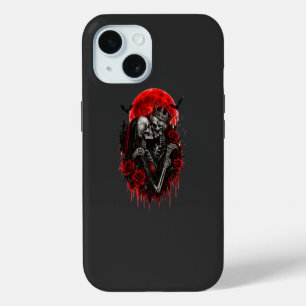 Coque Pour iPhone 15 Étreinte cramoisie : Amants squelettes