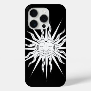 Coque iPhone 15 Pro Étude Céleste Astrologie Fantaisiste Noir & Blanc