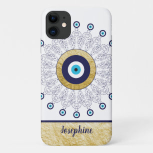 Case-Mate iPhone Case Evil Eye Gold et Blue Stylish Design Mandala