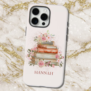 Coques iPhone 16 Pro Max Ex-libris de livres personnalisés et roses roses v