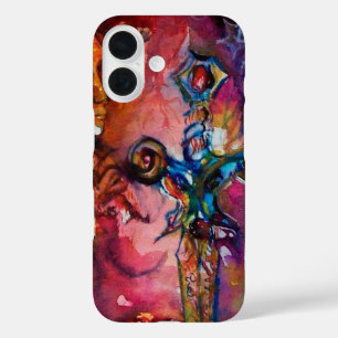Coque Pour iPhone 16 EXCALIBUR /MAGIC SWORD Fuchsia Imaginaire rose rou