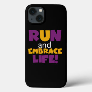 iPhone 13 Case Exécuter Embrasser la vie violet jaune