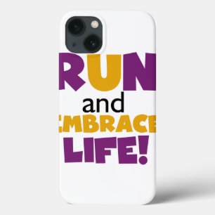 iPhone 13 Case Exécuter Embrasser la vie violet jaune