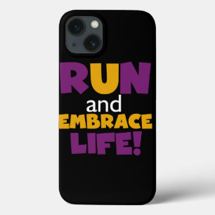 iPhone 13 Case Exécuter Embrasser la vie violet jaune
