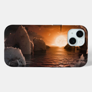 Coque Pour iPhone 15 Exoplanet Trappist-1f De Son Côté Nocturne Icy.