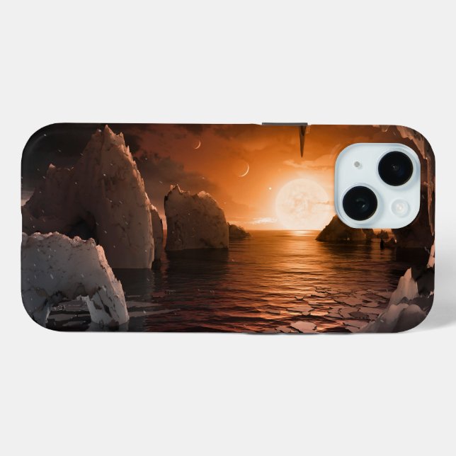 Coques Case-Mate iPhone Exoplanet Trappist-1f De Son Côté Nocturne Icy. (Verso (horizontal))