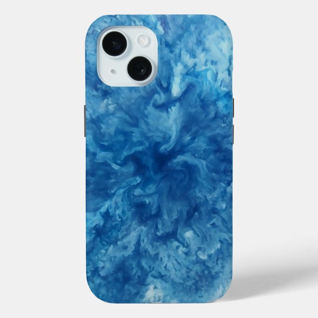 Coques Case-Mate iPhone Explosion d'aquarelle bleue (Verso)