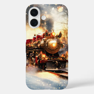 Coque Pour iPhone 16 Express du train de Noël vintage Nuit Neige