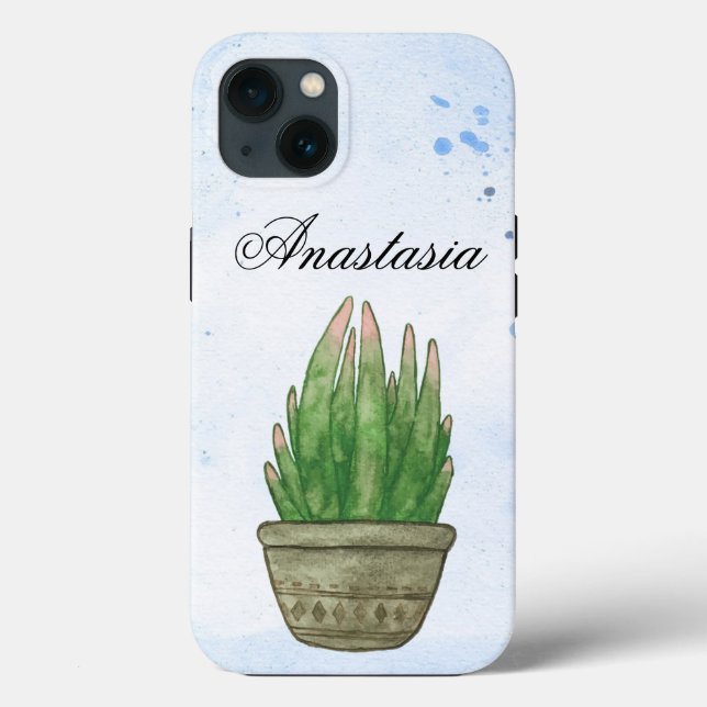 Coques Case-Mate iPhone Extraordinaire, Cool, Cactus couleur bois bleu (Verso)