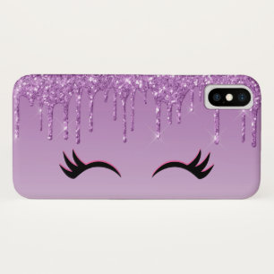Case-Mate iPhone Case Eyelashes Noir élégant et Parties scintillant viol