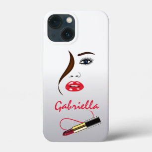 iPhone 13 Mini Coque Face et baise à lèvres Miroir Maquillage de beauté
