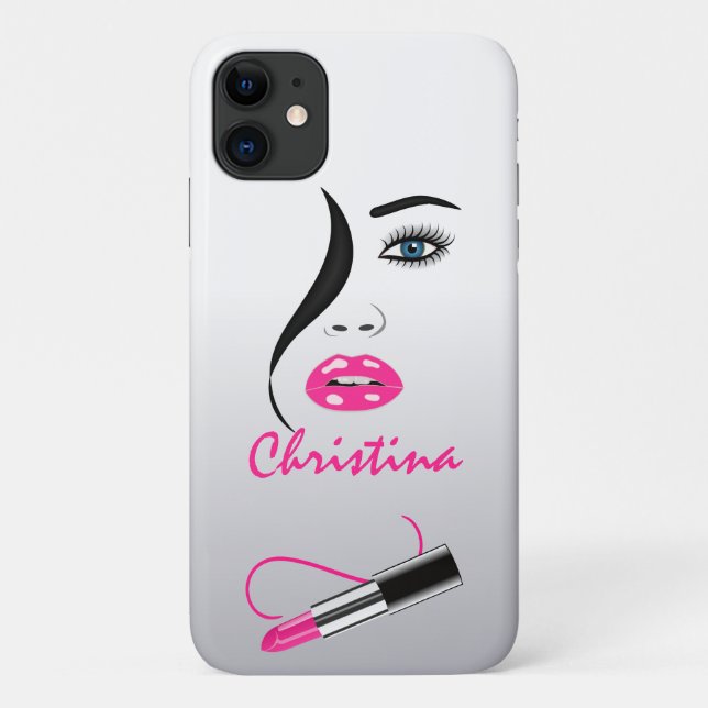 Coques Case-Mate iPhone Face Pink Lipstick Kiss Miroir maquillage Artiste (Dos)