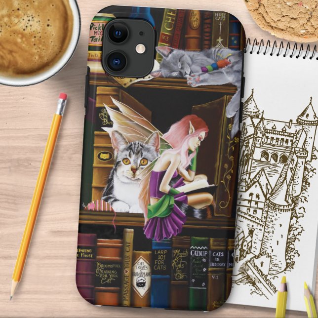 Coques Case-Mate iPhone Fairy Cats Livres Bibliothèque Imaginaire (Créateur téléchargé)