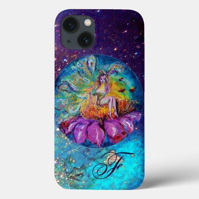 Coques Case-Mate iPhone FAIRY IN THE NIGHT Blue Turquoise Monogramme (Verso)
