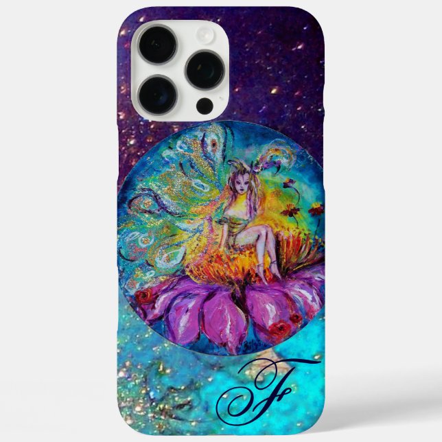 Coques Case-Mate iPhone FAIRY IN THE NIGHT Blue Turquoise Monogramme (Verso)